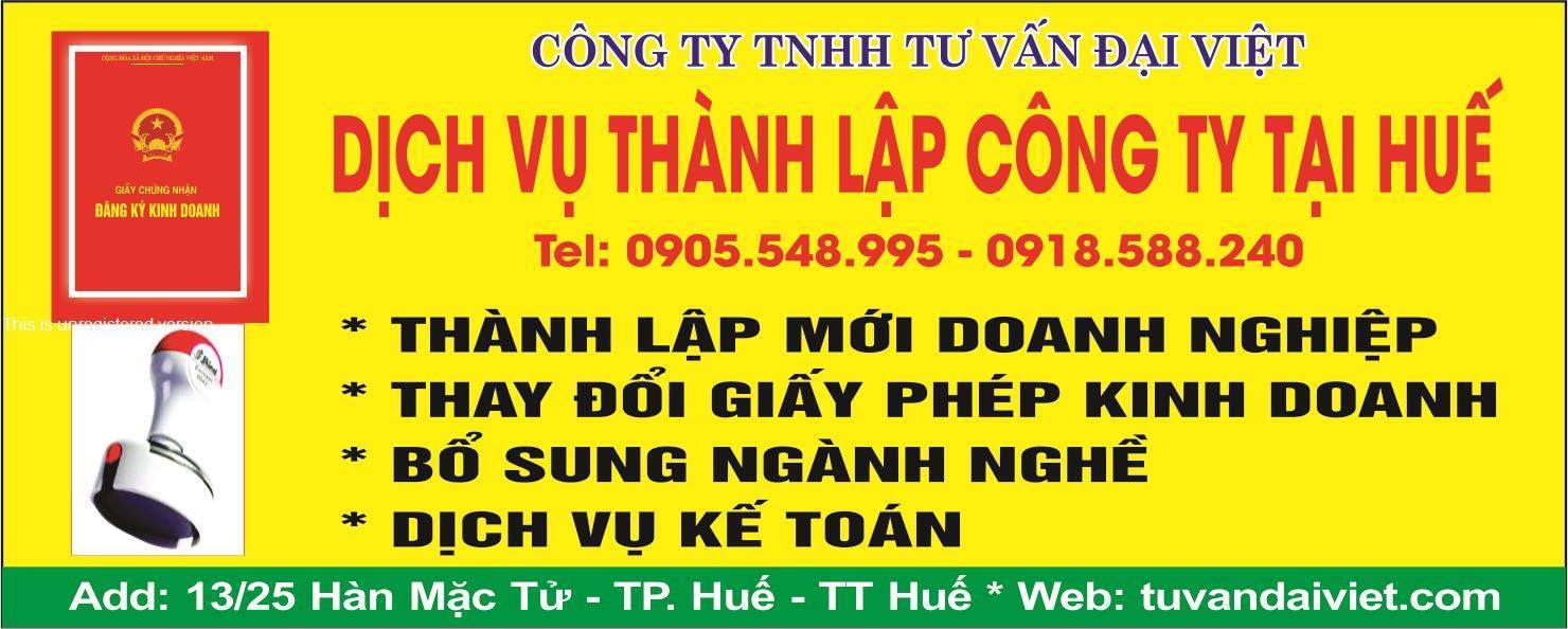 Dịch vụ làm giấy phép đăng ký kinh doanh tại Huế